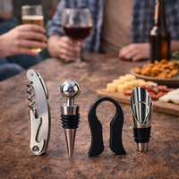 Ensemble d'outils à vin avec tire-bouchon en forme de baril en bois, ouvre-bouteille, bouchon, verseur – Coffret cadeau pour la vente en gros et la personnalisation