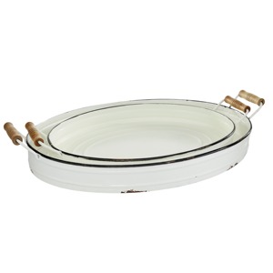 Plateau en métal fabriqué à la main avec finition contemporaine conçu pour les paramètres de table de décoration intérieure ou les cadeaux en toute saison - Product Image 2