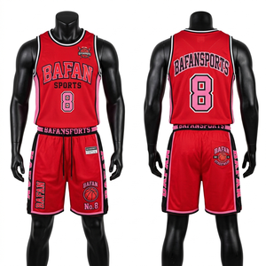 Conjunto de camiseta y pantalones cortos de baloncesto Elite 180 GSM de malla de poliéster, color naranja rojo con logo sublimado para hombre. - Product Image 4