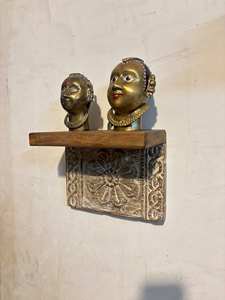 Handcrafted Wooden <b>Wall</b> <b>Shelf</b> with Floral Carving | Rustic Vintage <b>Wall</b> Mount Display <b>Shelf</b> - Product Image 3