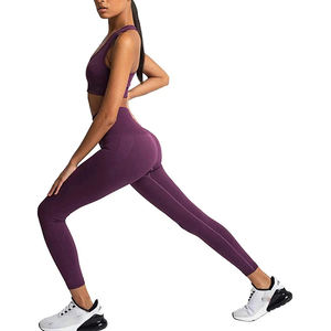 Conjunto de yoga morado de 2 piezas para mujer, ropa de gimnasio, ropa deportiva, entrenamiento, deporte, moda, venta al por mayor, conjuntos de yoga - Product Image 3