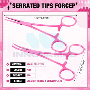 Acero inoxidable 2PCS Color Rosa Forma curva recta Instrumentos quirúrgicos manuales reutilizables personalizados con soporte en línea - Product Image 4