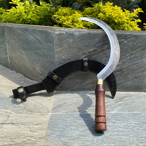 มีดโกนเคียวมีดโกนใบมีดคมสำหรับทำการเกษตรการเกษตรมีดเก็บเกี่ยวข้าวเหล็กกล้าคาร์บอนสูงด้ามไม้ SI301สีดำออกไซด์1.5มม. - Product Image 1