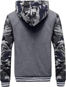 Vestes à capuche en polaire camouflage pour hommes, vêtements de sport d'hiver, fermeture éclair intégrale, manteaux chauds et épais, imprimés, doublure thermique confortable, 100% coton - Product Image 2