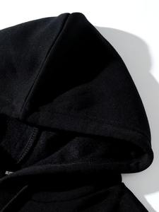 Sudadera con capucha con cordón de bolsillo de canguro para hombre de peso pesado con forro térmico ecológico de algodón 100% para estampado de mano con eslogan de invierno - Product Image 2