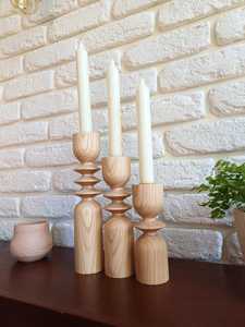Juego de portavelas de pilar de madera de alta calidad, portavelas de madera hecho a mano para decoración del hogar y parte de cocina y Decoración de mesa - Product Image 3