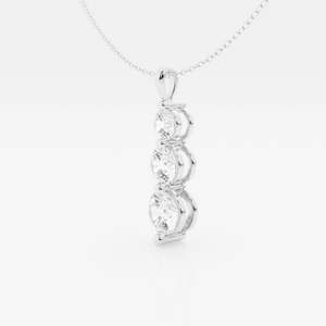 Pendentif en or 18 carats avec diamant de laboratoire taille ronde, style trois pierres, tendance - Product Image 4