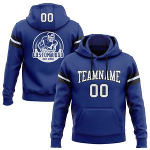 Venta al por mayor y Dropship Custom Stitched Royal White-Black Football Pullover Sudadera con capucha - Product Image 1