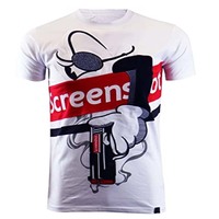 Camiseta de Manga Corta Estampada para Hombre, 100% Algodón, Tejido de Punto Transpirable y Ecológico de Estilo Vintage