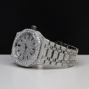 Montre élégante classique en quartz avec diamant moissanite de laboratoire, style sport, mode, hip-hop, 41 mm, acier inoxydable, spéciale Saint-Valentin - Product Image 2