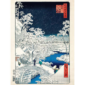 Impression d'art de Hiroshige : Pont de tambour à Meguro, sur papier - Product Image 1