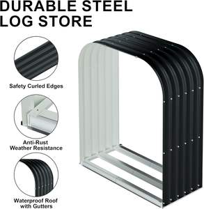 Heavy-Duty Indoor/Outdoor Steel Firewood <b>Rack</b> Corrugated Galvanized for Home & Garden Campfire Planter & <b>Log</b> <b>Rack</b> Holder - Product Image 3