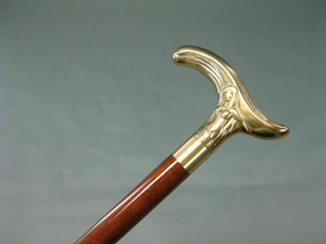 Bâton de marche en bois de style antique avec poignée en laiton et tête dorée, cadeau de canne de 36 pouces, fait à la main - Product Image 5
