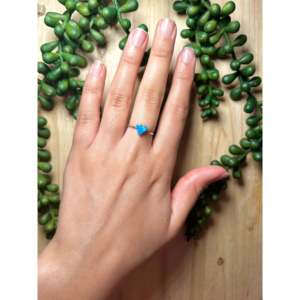 Navajo-Made Dainty Opal & Sterling Silver <b>Ring</b> Size 6 Cut Gemstone with Yellow Gold Inlay Fine Jewelry for Everyday Wear - Product Image 4
