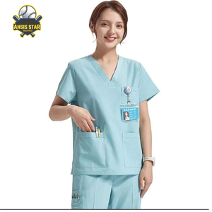 Combinaison médicale anti-rides unisexe à séchage rapide pour infirmière Scrubs d'hôpital OEM personnalisés Sets de gommage confortables en tissu tricoté - Product Image 2