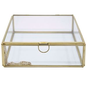 Handmade Antique Gold Glass <b>Box</b> Decorative Trinket Organizer Vintage Metal Edge Glass <b>Shadow</b> <b>Box</b> Tabletop Terrarium Jewelry <b>Box</b> - Product Image 4