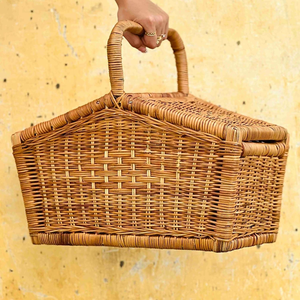 Spacious Wooden Frame RATTAN <b>BASKET</b> <b>PICNIC</b> <b>BASKET</b> From Vietnam Large Wicker Harvest <b>Basket</b> Lightweight for Family Gatherings - Product Image 4