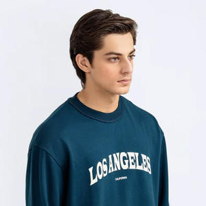 เสื้อสเวตเตอร์สวมหัวโอเวอร์ไซส์ของผู้ชายจาก450gsm เทอร์รี่เปิดไหล่ตกพิมพ์โลโก้ได้ตามต้องการสำหรับฤดูใบไม้ร่วง - Product Image 6