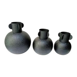 Ensemble de vases de style totem minimaliste nordique, artisanal, glaçure craquelée, vase à boule dorée, vase rond abstrait créatif pour l'intérieur - Product Image 2