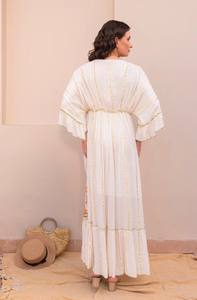 Elegancia sin Esfuerzo, Vestido Maxi Boho Estilo Kaftan con Lentejuelas Brillantes y Trabajo de Espejo para Mujer, Estilo Glamuroso para el Verano - Product Image 2