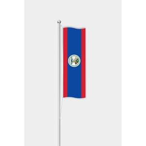 Bandera de Belice para exteriores de 3x5 pies, estilo banderín vertical, impresa digitalmente en aluminio, plástico y seda, para automóviles, seguros y como bandera de mano - Product Image 1