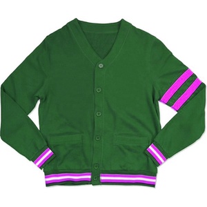 Custom Logo V-Neck Unisex <b>Cardigan</b> Patchwork Pattern Fraternity Women's Sweaters Front <b>Button</b> Decoration for Spring - Product Image 6