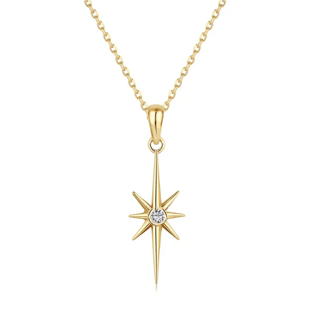 S925 Sterling Silver Pendant Necklace Estrela de Belém Simples Natal Colar Cadeia para Mulheres Jóias De Ouro