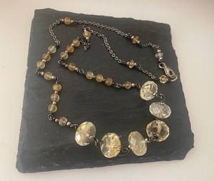 Đẹp Brass đính cườm Dây chuyền mặt Citrine rondelle Hạt Vòng Cổ cho phụ nữ và cô gái mặc trong tiệc cưới, hldi, mehendi - Product Image 1