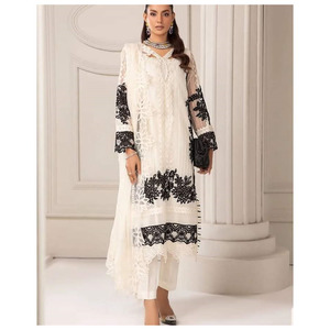 Robe décontractée de luxe pour femmes en dentelle florale et strass, tenue de fête de l'Aïd, costume brodé de haute qualité en 3 pièces, vente en gros, tendance - Product Image 1