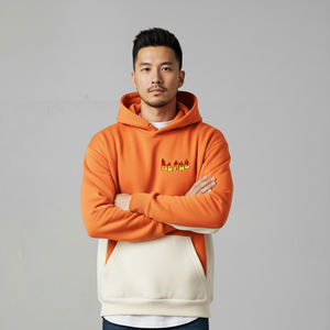 Sweat-shirt à capuche surdimensionné pour homme de qualité supérieure 100% coton, logo brodé bicolore, écologique, chaud pour l'hiver - Product Image 1