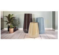 VOLLEE Grand pot de fleurs en fibre de verre FRP, pot de fleurs classique, fleurs artificielles, respectueux de l'environnement, pour l'intérieur et l'extérieur, maison, jardin, pots rustiques