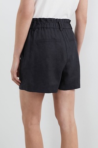 Shorts de Verano para Mujer, Estilo Relajado, Cintura Alta Elástica, Detalle de Volantes, Color Verde Oscuro, Botones Frontales, Bolsillos Laterales, Sexy - Product Image 2