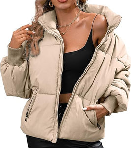 Veste d'hiver matelassée pour femme en polyester et nylon imperméable avec logo frontal, fermeture éclair, service OEM au prix de gros - Product Image 3