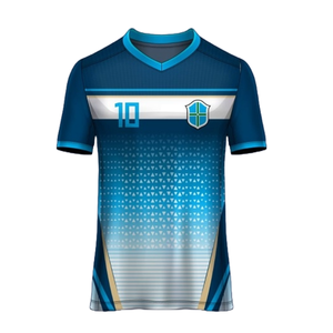 Maillot de football en maille de polyester léger à séchage rapide personnalisé de haute qualité, vêtements de sport confortables pour les matchs d'entraînement imprimés - Product Image 4