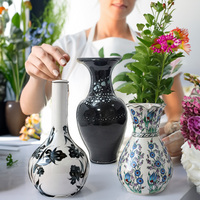 Grand vase de sol en terre cuite conçu sur mesure, fait à la main, couleur émaillée d'art pour fleur décorative, vase en gros naturel