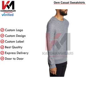 Premium Crew Neck Custom Logo <b>Men's</b> Sweatshirt 63% Cotton 37% Polyester 330GSM Heavyweight Blank Fleece <b>Pullover</b> Soft - Product Image 2