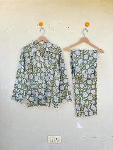 Indio hecho a mano 100% algodón popelina Casual elegante lujo Floral estampado ropa de dormir pijamas Primavera Verano otoño vacaciones mañana - Product Image 2