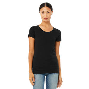 贝拉 + 帆布女式三混纺t恤高级混纺棉聚酯纤维和人造丝黑色希瑟三混纺透气女士t恤 - Product Image 2