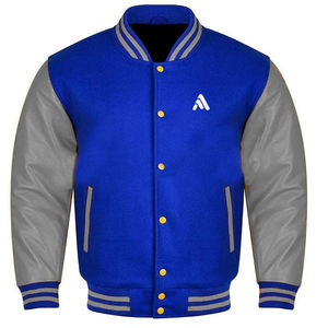 Chaqueta Universitaria para Hombre con Logotipos Personalizados, Mangas de Cuero, Bordado Personalizado, Fabricada por Antique Fashion - Product Image 1