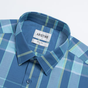 Chemise décontractée rayée pour homme Aristino, 50% bambou 50% polyester, teinte en pièce, manches longues, 220g, en stock, best-seller ASS024AZ - Product Image 2