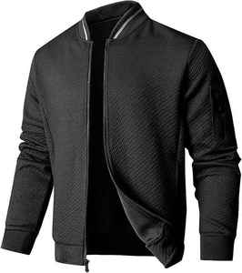 Chaqueta gris para hombre, chaqueta acolchada, bolsillos de alta calidad, patrón de tela tejida, chaqueta de invierno acolchada de Golf - Product Image 4