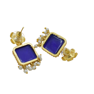 Pendientes de piedra de latón chapados en oro de 18 quilates, última tendencia, Pendientes chapados en oro, joyería de moda para mujer, pendientes para mujer - Product Image 4