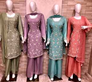 ชุดสูทปาร์ตี้ปากีสถานปักด้วยมือจากนักออกแบบสมัยใหม่สำหรับผู้หญิงสไตล์ดั้งเดิมแฟชั่น - Product Image 1