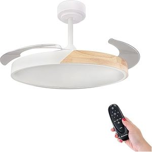 LED ventilatore da soffitto a scomparsa pale telecomando 70W 2448LM integrato colore bianco CCT 3000-4000-6000K luce motore a corrente continua (legno) - Product Image 1