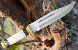 Cuchillos de Caza de Acero Inoxidable Hechos a Mano PRESTIGE BLADES, Personalizados al por Mayor, OEM ODM, Mango de Hueso, Funda de Cuero Genuino - Product Image 4