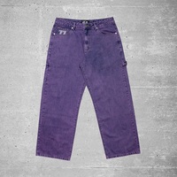 Jeans en denim tissé 100% coton, coupe droite vintage, taille mi-haute ample, coupe Bigboy, couleur clair/délavé, avec logo personnalisable brodé et gaufré