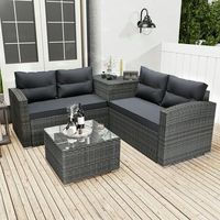 Modern PE Rattan Hasır Köşe Koltuk Takımı Yüksek Yoğunluklu PU Minderler Cam Masa Alüminyum Çerçeve-Her Hava Koşuluna Uygun Dış Mekan Bahçe Kullanımı