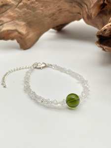 100% Genuine Moldavite Round Beaded <b>With</b> Herkimer <b>Bracelet</b>, Natural Moldavite <b>Bracelet</b> For Women & Men - Product Image 5