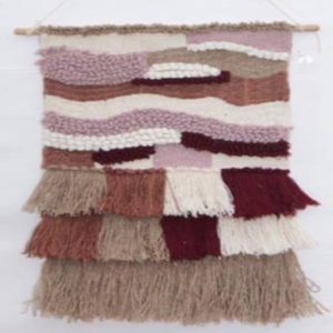 Marco para colgar en la pared bordado de algodón artesanal funcional artístico, decoración de hilos de hilo multicolor con palo colgante de madera - Product Image 1