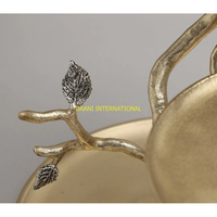 Support de gâteau de dessert de branche d'arbre d'or de luxe à 3 niveaux avec des accents de feuille d'argent plateau de service décoratif d'anniversaire pour la fête de gâteaux